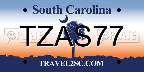 TZAS77 South Carolina License Plate