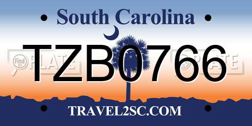TZB0766 South Carolina License Plate