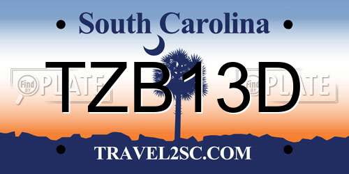 TZB13D South Carolina License Plate
