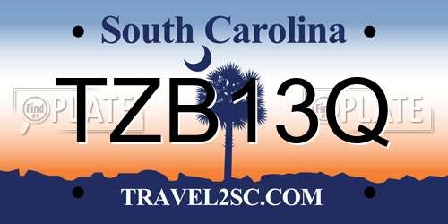 TZB13Q South Carolina License Plate