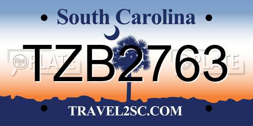TZB2763 South Carolina License Plate