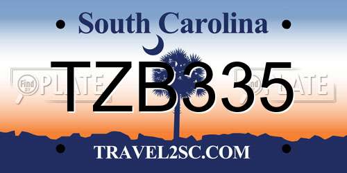 TZB335 South Carolina License Plate