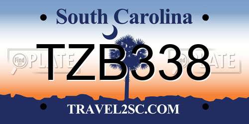 TZB338 South Carolina License Plate