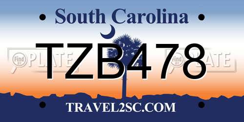 TZB478 South Carolina License Plate