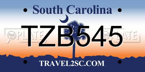 TZB545 South Carolina License Plate