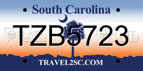 TZB5723 South Carolina License Plate
