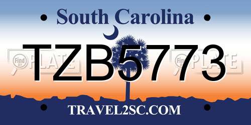 TZB5773 South Carolina License Plate