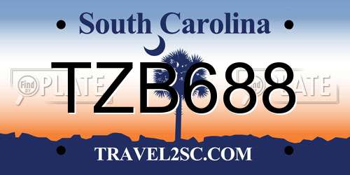 TZB688 South Carolina License Plate