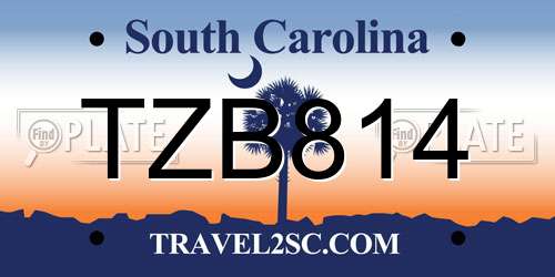 TZB814 South Carolina License Plate