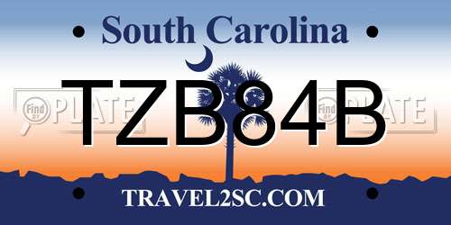 TZB84B South Carolina License Plate