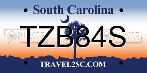 TZB84S South Carolina License Plate
