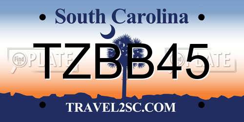 TZBB45 South Carolina License Plate
