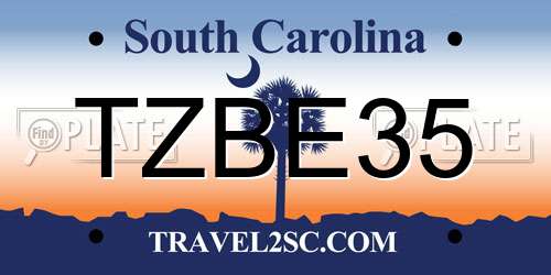 TZBE35 South Carolina License Plate