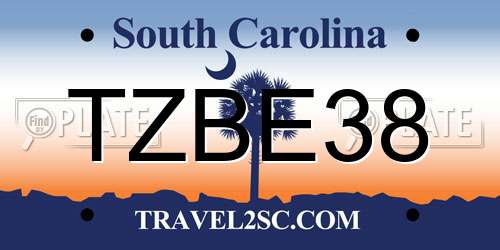 TZBE38 South Carolina License Plate