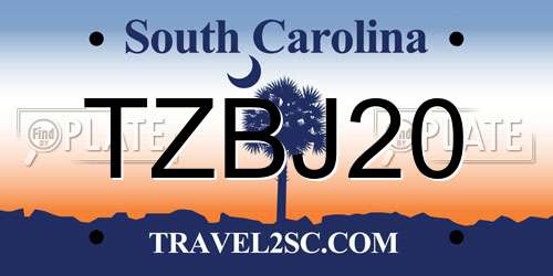 TZBJ20 South Carolina License Plate