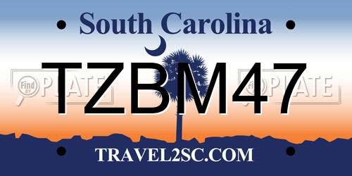 TZBM47 South Carolina License Plate