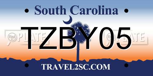 TZBY05 South Carolina License Plate