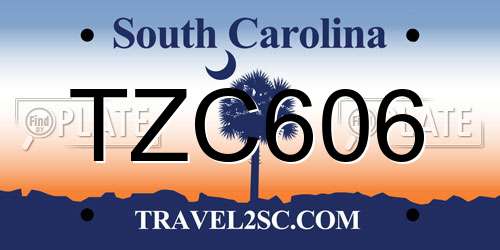 TZC606 South Carolina License Plate