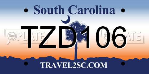TZD106 South Carolina License Plate
