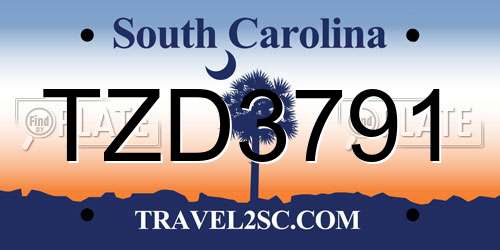 TZD3791 South Carolina License Plate