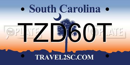 TZD60T South Carolina License Plate