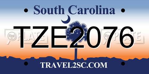 TZE2076 South Carolina License Plate