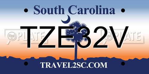 TZE32V South Carolina License Plate