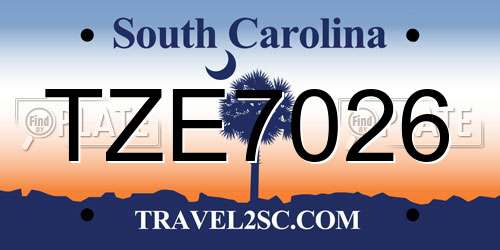 TZE7026 South Carolina License Plate