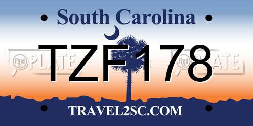 TZF178 South Carolina License Plate