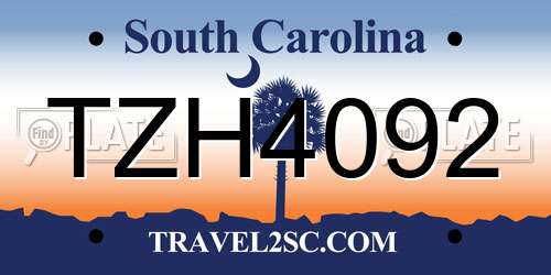 TZH4092 South Carolina License Plate