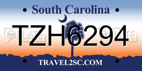 TZH6294 South Carolina License Plate