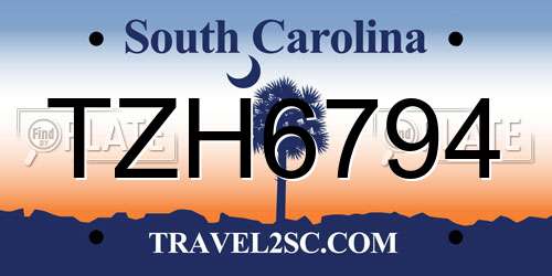 TZH6794 South Carolina License Plate