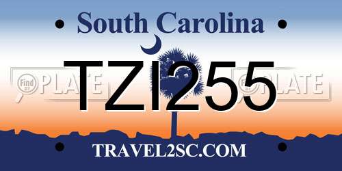 TZI255 South Carolina License Plate