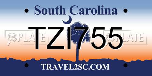 TZI755 South Carolina License Plate