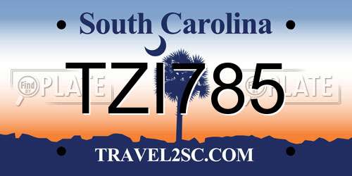 TZI785 South Carolina License Plate