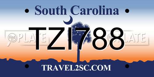 TZI788 South Carolina License Plate