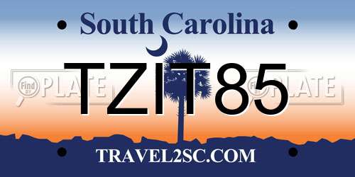 TZIT85 South Carolina License Plate