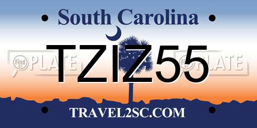 TZIZ55 South Carolina License Plate