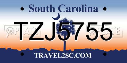 TZJ5755 South Carolina License Plate