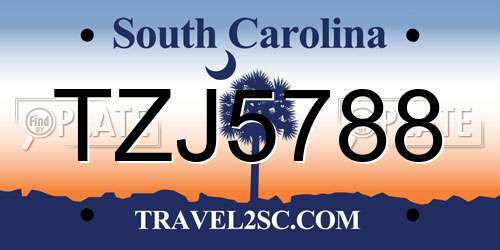 TZJ5788 South Carolina License Plate