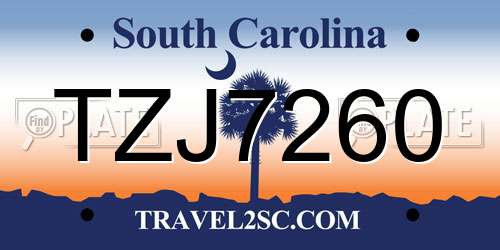 TZJ7260 South Carolina License Plate