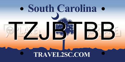 TZJBTBB South Carolina License Plate