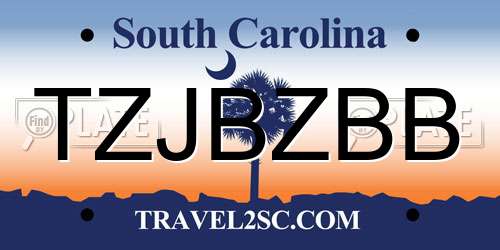 TZJBZBB South Carolina License Plate