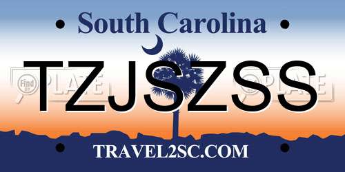TZJSZSS South Carolina License Plate