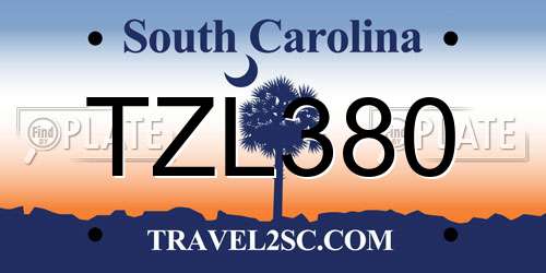 TZL380 South Carolina License Plate