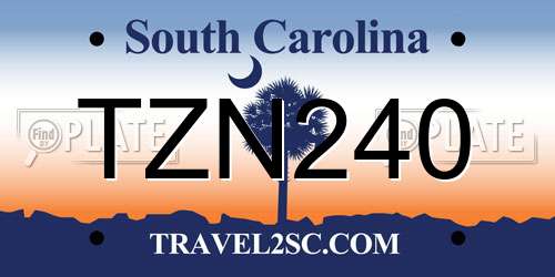 TZN240 South Carolina License Plate