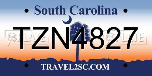 TZN4827 South Carolina License Plate