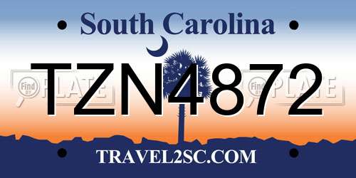 TZN4872 South Carolina License Plate