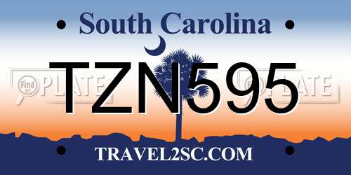 TZN595 South Carolina License Plate