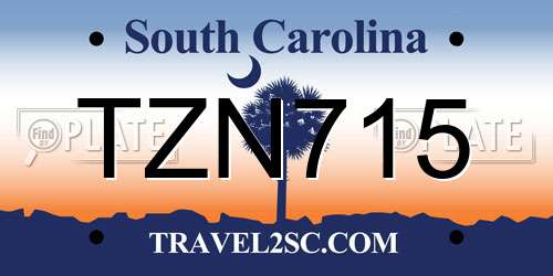 TZN715 South Carolina License Plate